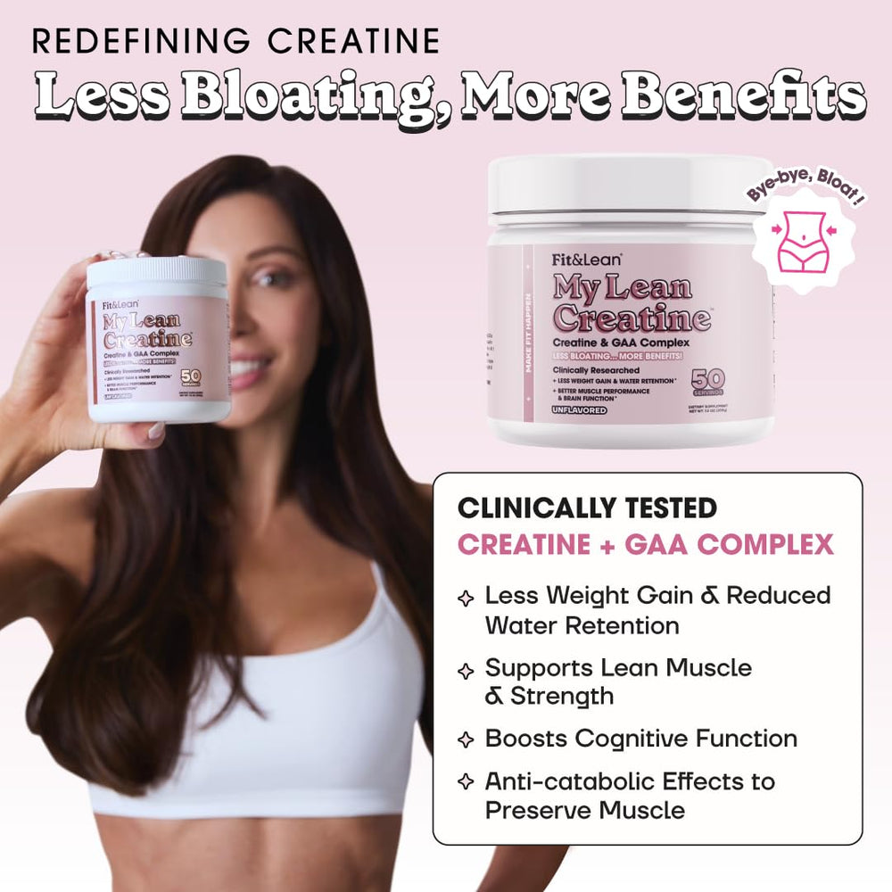 Fit & Lean Creatine women scoop highlights convenient daily serving.