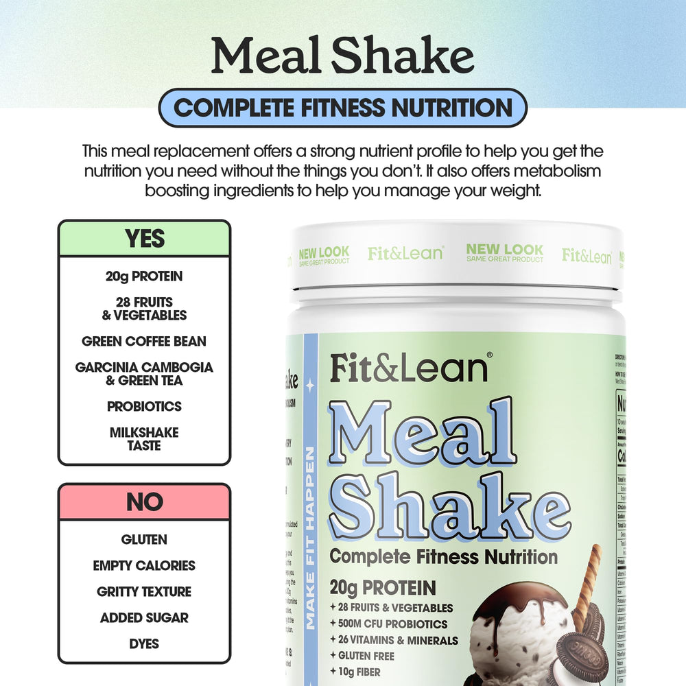 Fit & Lean packaging shows fiber and probiotics for digestion