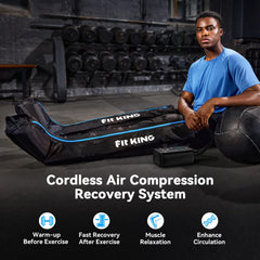 FIT KING cordless recovery system – five-chamber design with 360 wrap for complete leg coverage.