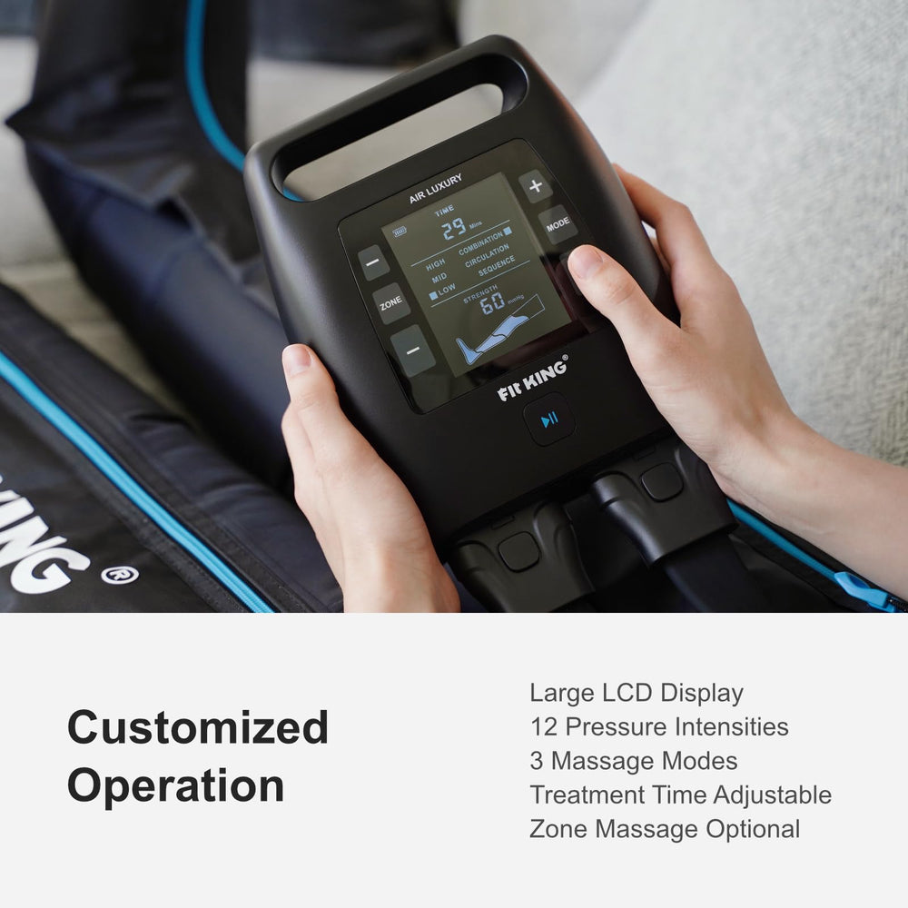 FIT KING digital control unit enabling personalized massage on leg