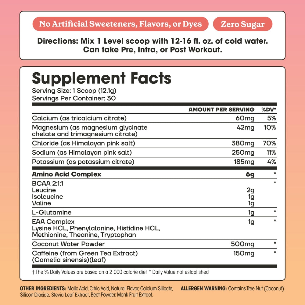 Fit & Lean Amino Hydration Plus Energy pour glass showing workout ready mix.