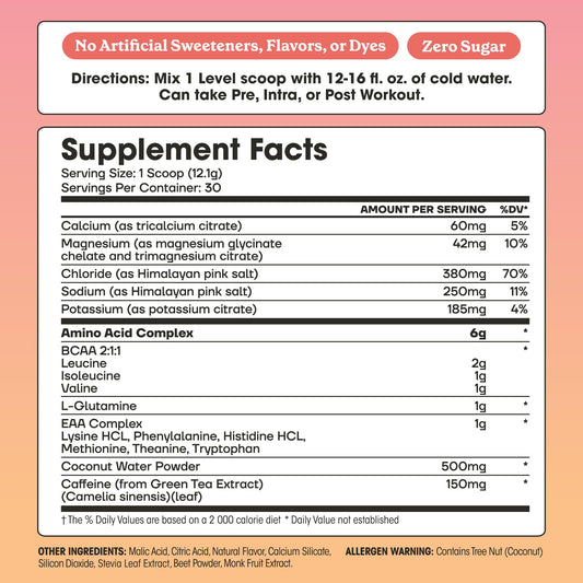 Fit & Lean Amino Hydration Plus Energy pour glass showing workout ready mix.