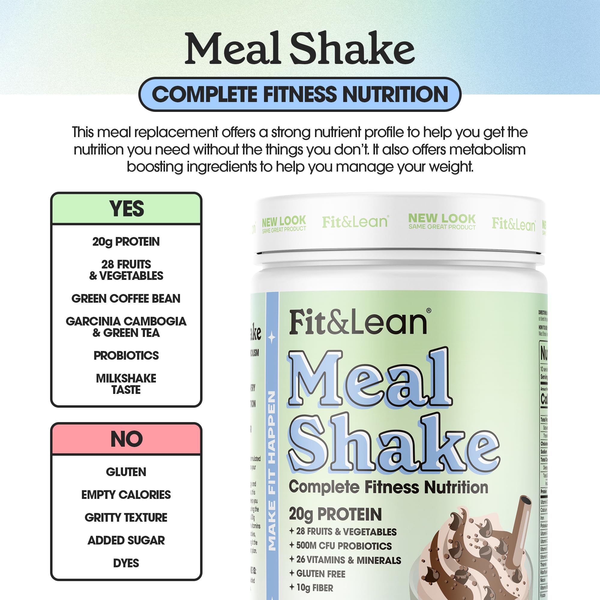 Fit & Lean Meal Shake fortified with vitamins and minerals for nutrient balance