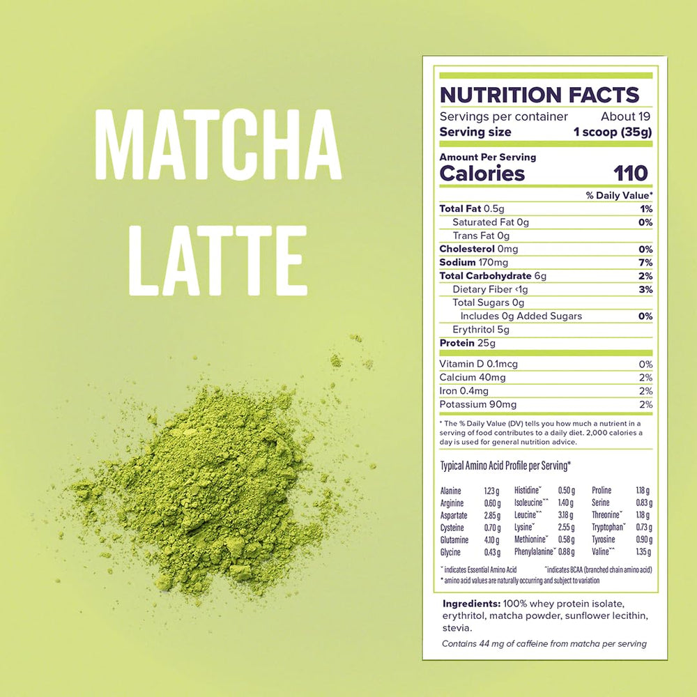 FitBites Matcha Latte powder with caffeine, energy boost for workouts.