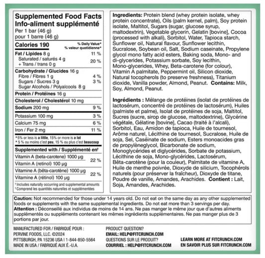 Fit Crunch 6-layer baked bar texture close-up emphasizes premium layering and chewy cake core.
