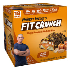 FITCRUNCH caramel peanut snack-size bar viewed to showcase flavor and protein