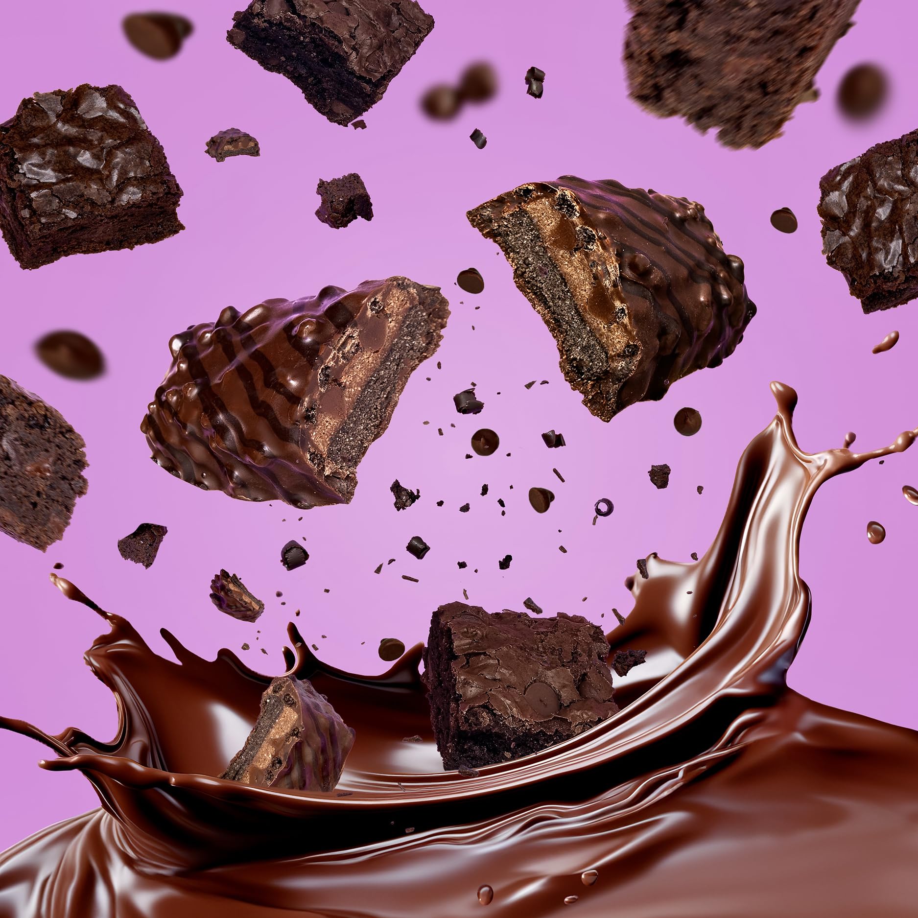 Fit Crunch Chocolate Brownie soft cake-core bar cut, energetic snack for busy days.