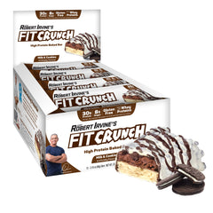 Fit Crunch Milk and Cookies full-size bar showcases protein-rich nutrition for active lifestyles.