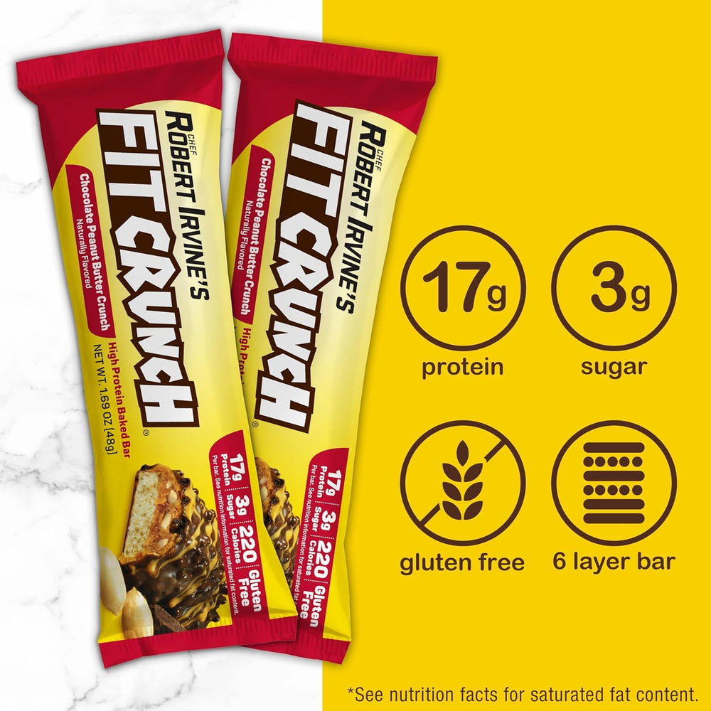 Six-layer baked texture in a FITCRUNCH bar cross-section close-up