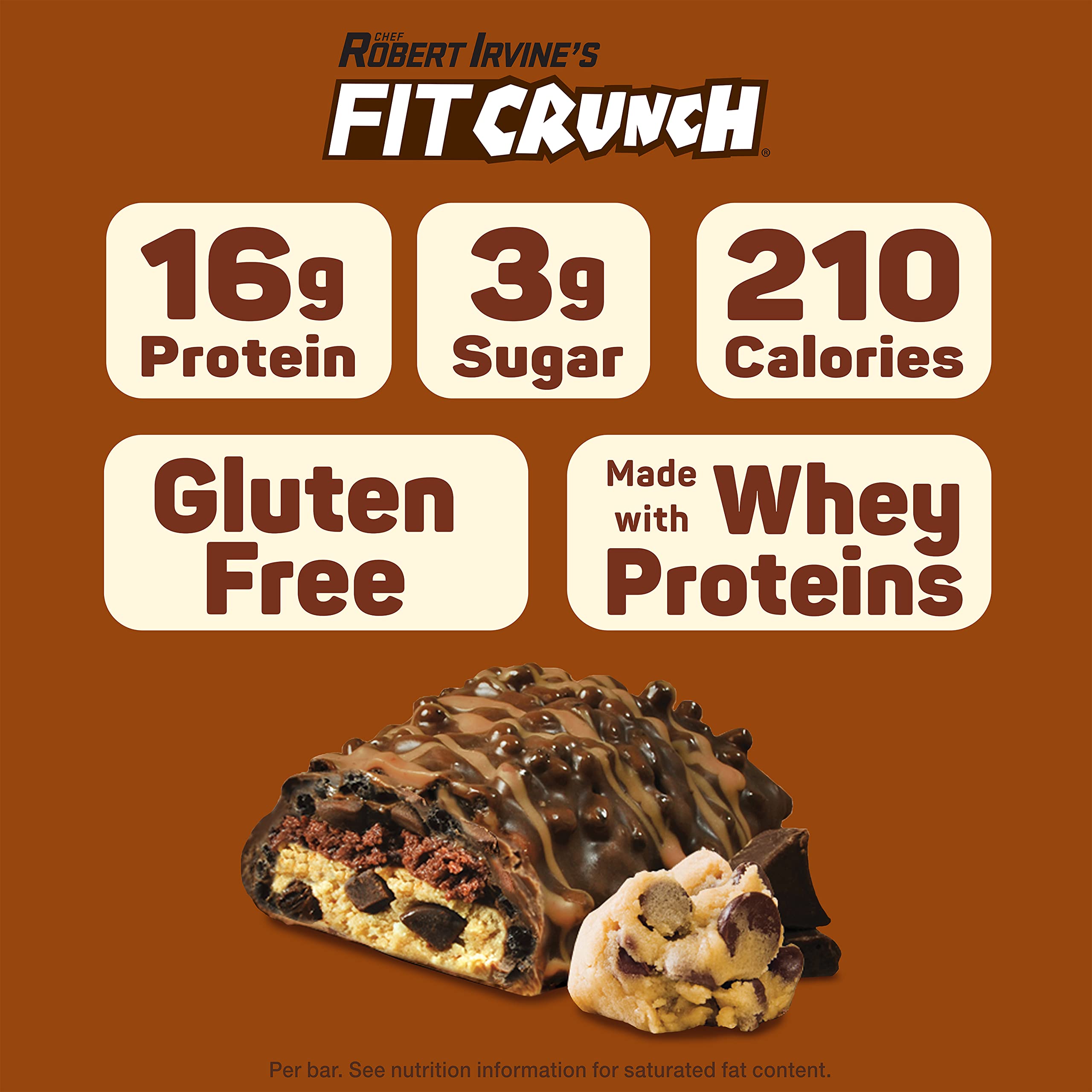 Close-up of FITCRUNCH bar's soft cake core and layered texture