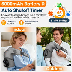 Auto-shutoff timer on FitEase shoulder pad for safe, unattended sessions