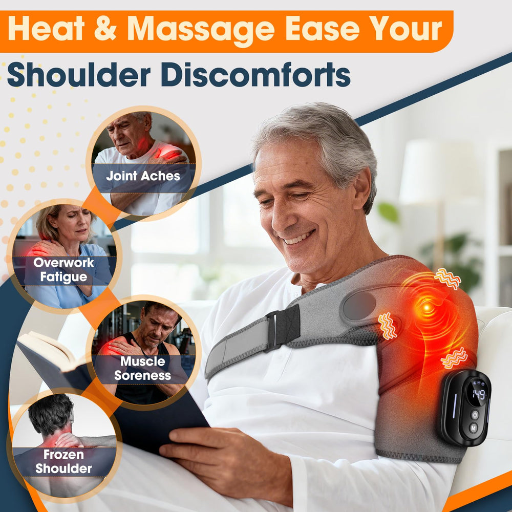 FitEase shoulder pad charges via USB for convenient use anywhere