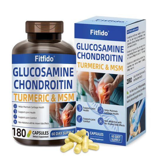 Fitfido glucosamine chondroitin msm turmeric bottle – supports joint mobility for daily activities