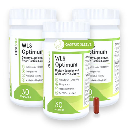 FitForMe bariatric multivitamin tablet closeup; a small, easy-to-swallow post-surgery nutrient.