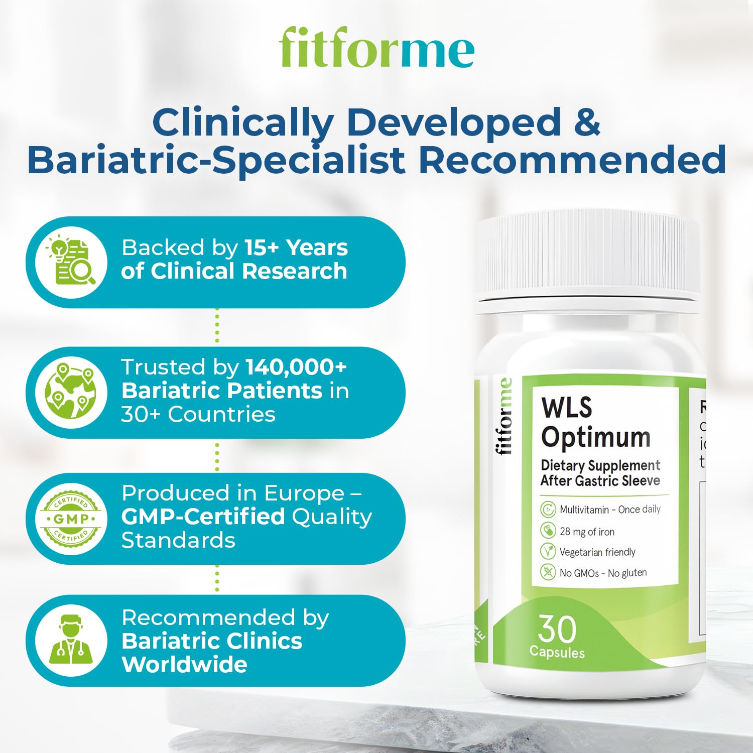 FitForMe bottle 90-count; convenient post-surgery daily vitamin pack.