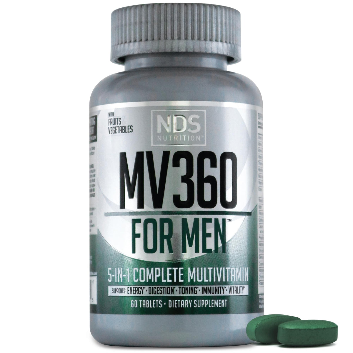 FitLife MV360 bottle front displaying 60 tablets for daily energy support.