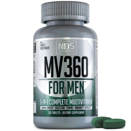 FitLife MV360 bottle front displaying 60 tablets for daily energy support.
