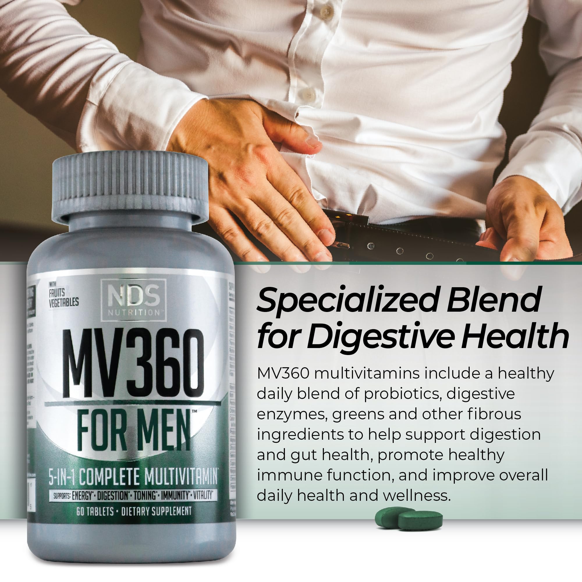 FitLife MV360 probiotic and digestive enzymes support gut-friendly nutrition.