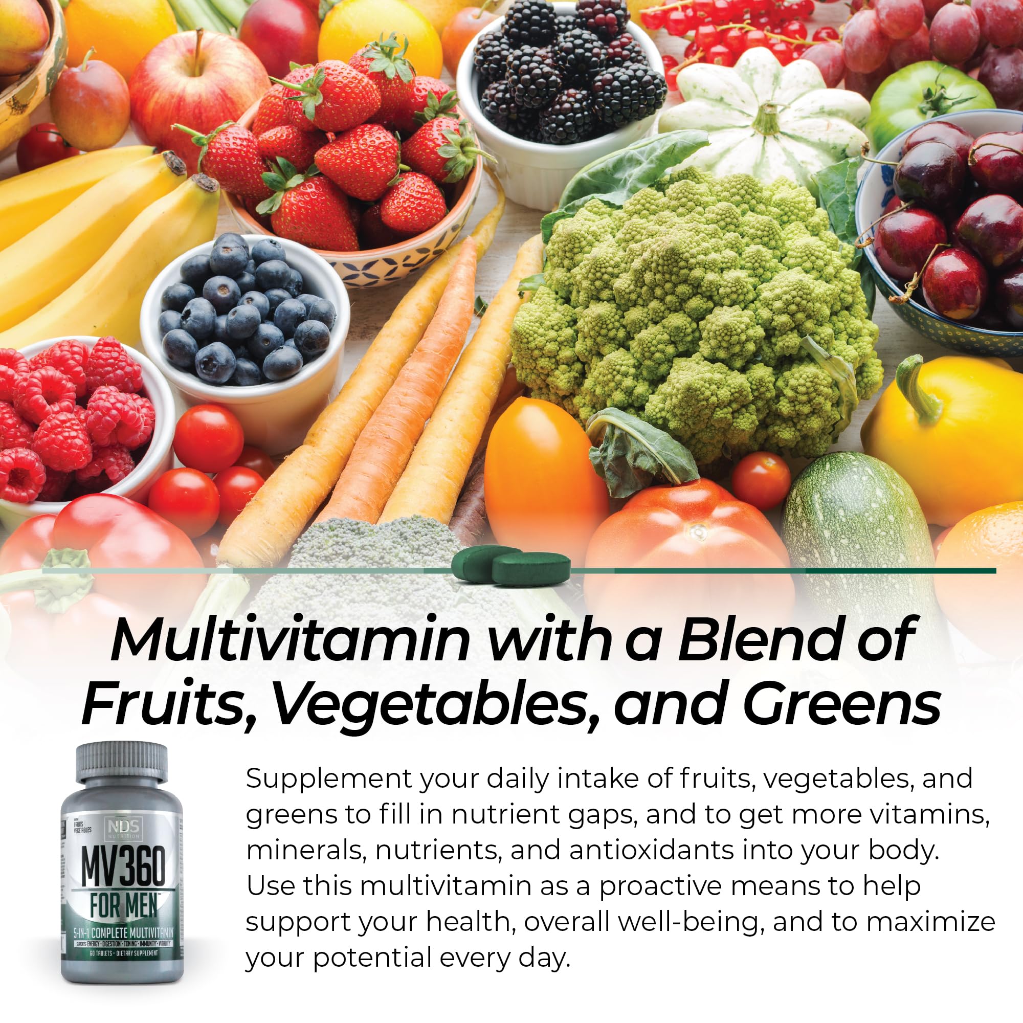 FitLife MV360 tablets inside illustrate convenient daily dose.