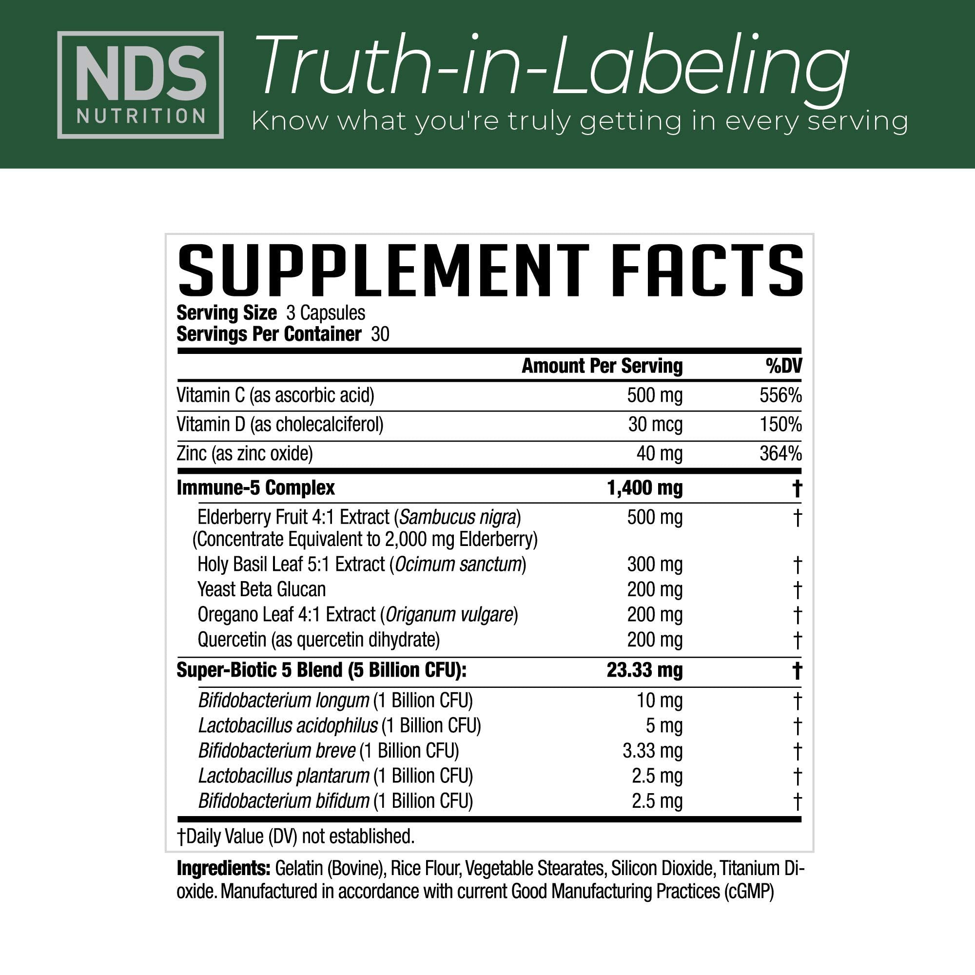 FitLife Immune Booster bottle label shows key ingredients for informed daily supplementation