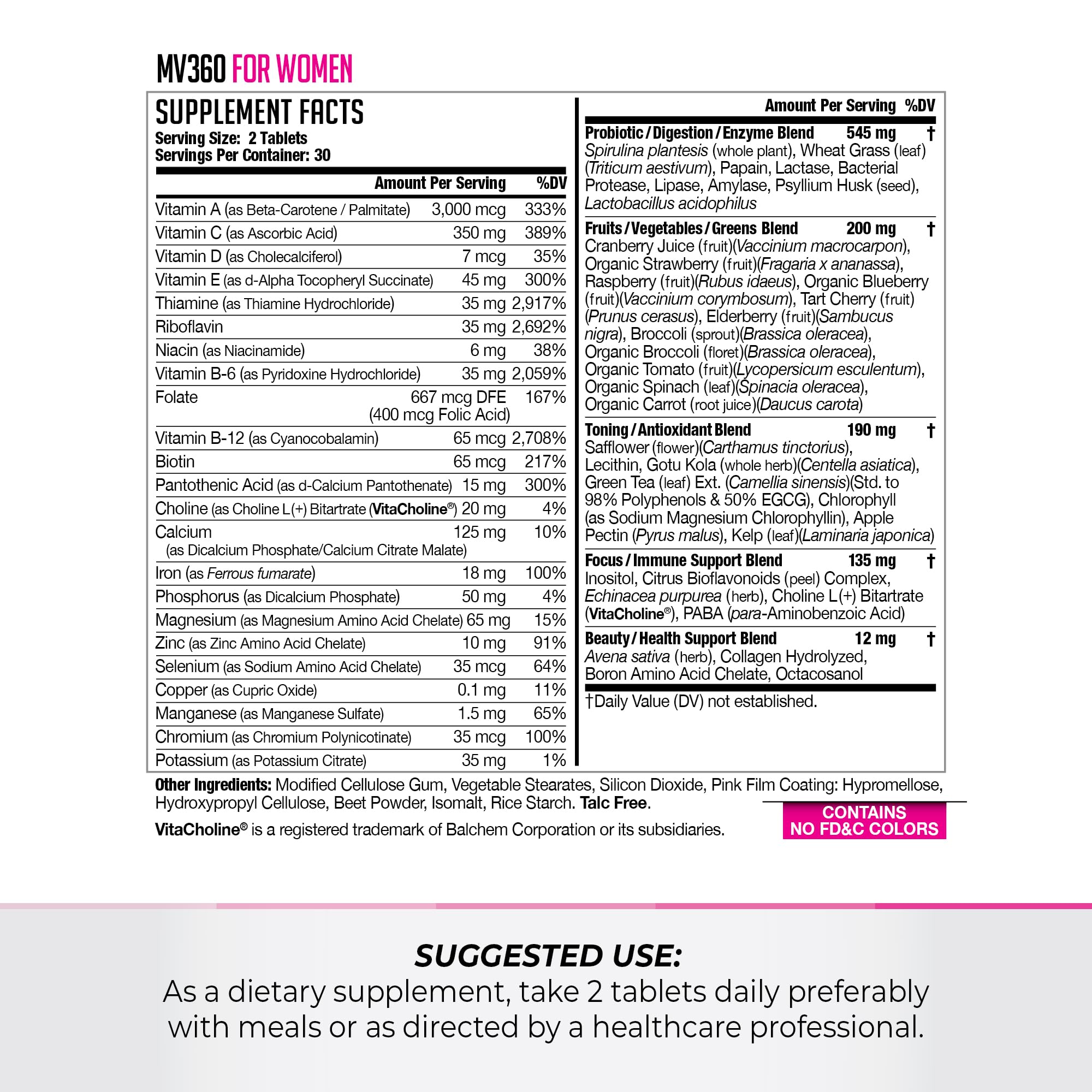 FitLife MV360 bottle back label with supplement details for transparency