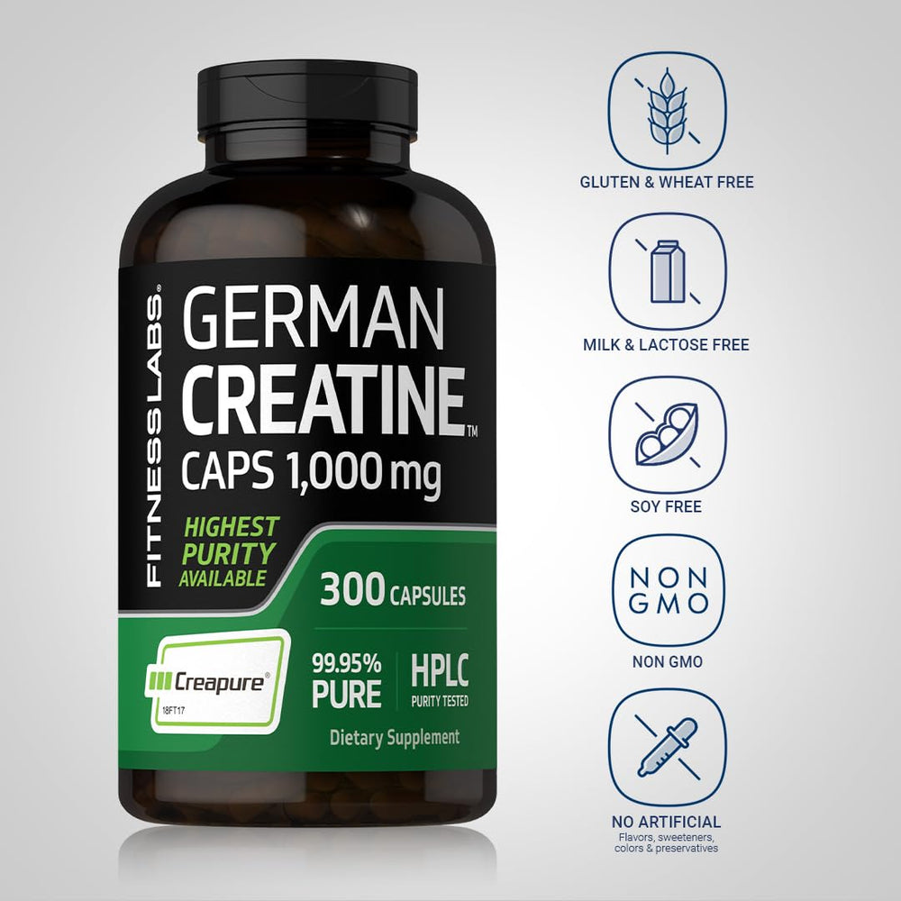 Fitness Labs Creatine Monohydrate Capsules pour closeup highlights capsule shape and dosage utility