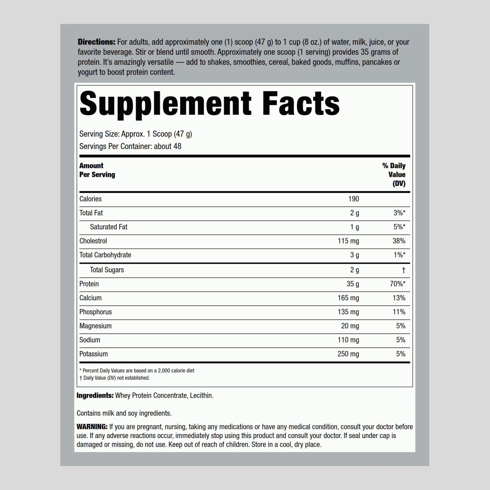 Fitness Labs whey protein package front shows non-GMO, gluten-free labeling.