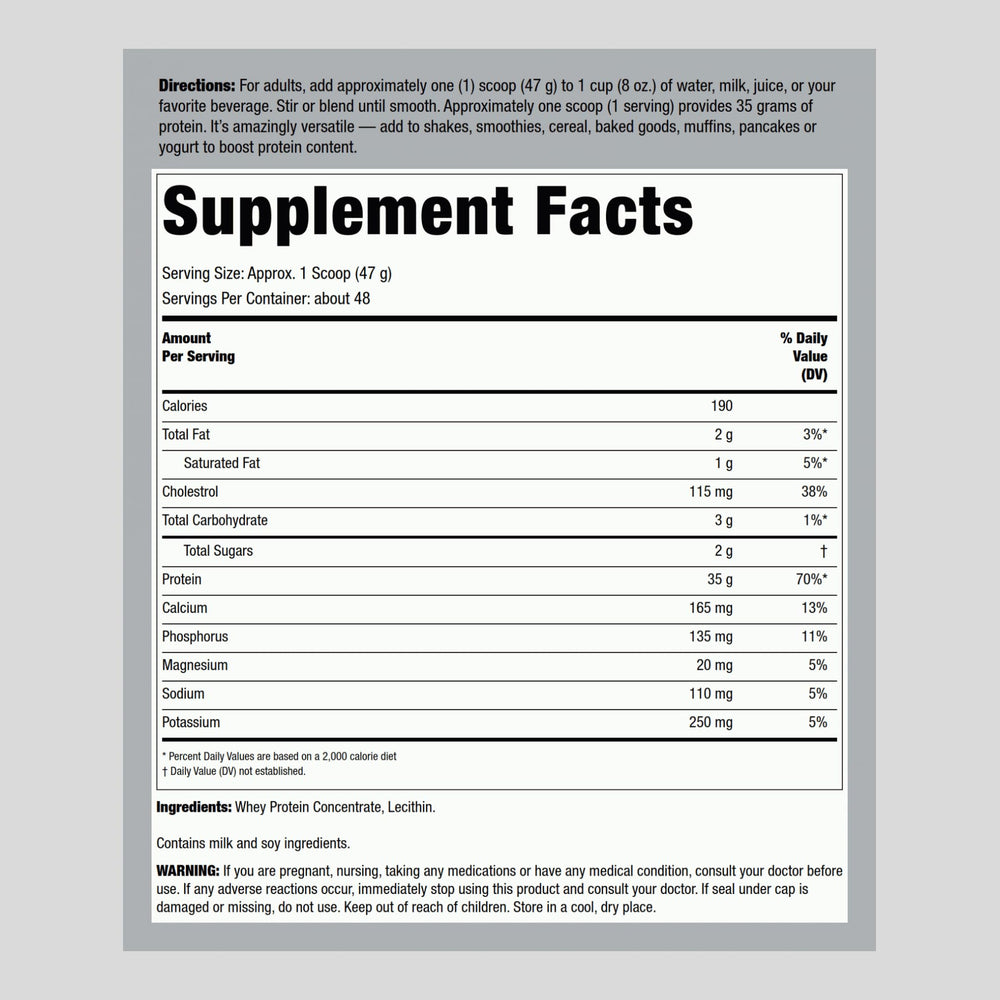 Fitness Labs whey protein package front shows non-GMO, gluten-free labeling.
