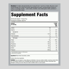 Fitness Labs whey protein package front shows non-GMO, gluten-free labeling.