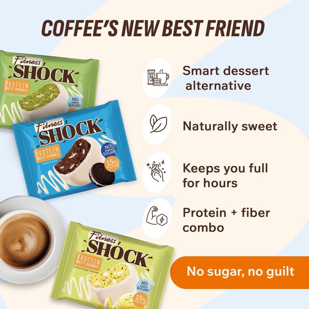 FitnesSHOCK individually wrapped dessert bars – fresh, single-serve portions for busy days.