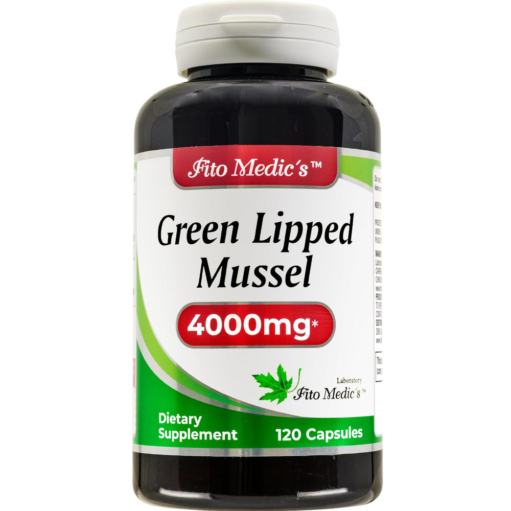FITO MEDIC'S Green Lipped Mussel capsules closeup showing 10:1 concentrate