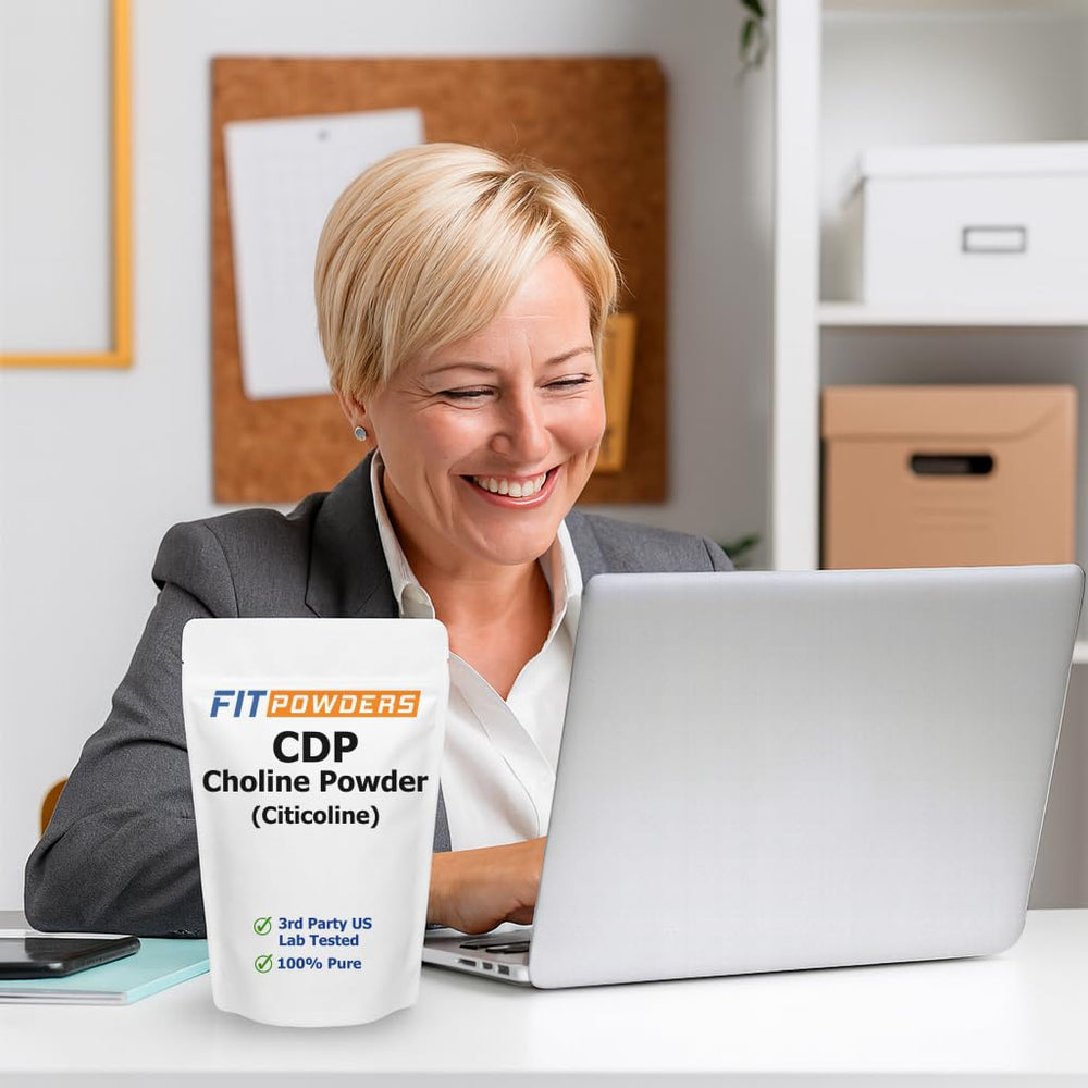 FitPowders Citicoline Powder mixed into a smoothie for daily mental clarity.