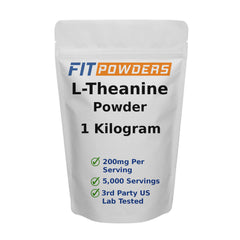 FitPowders L-Theanine powder in the jar for calm focus throughout the day.