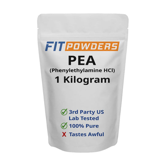 FitPowders Phenylethylamine supplement bottle supports focus and day-long energy.