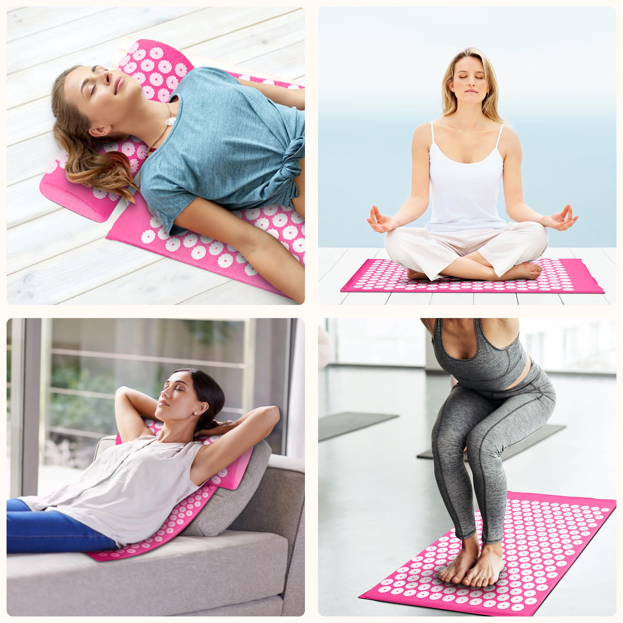 Fitvids pink acupressure mat with cotton and plant-based foam for durability