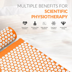 Fitvids acupressure mat orange side view for desk-use relaxation.