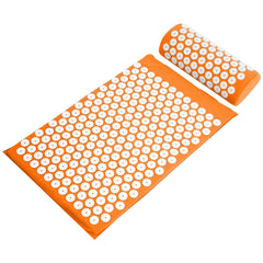 Fitvids acupressure mat orange top view for neck and back comfort.