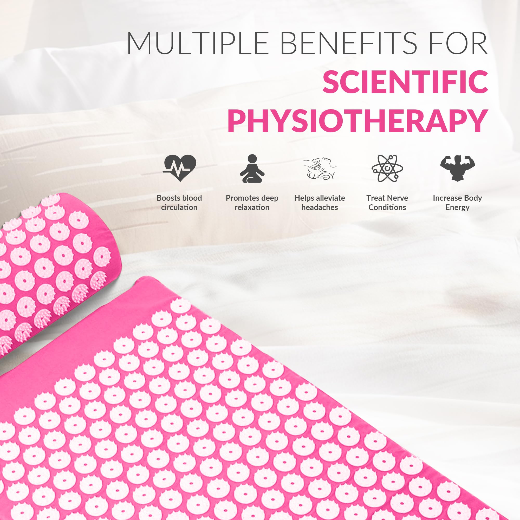 Fitvids acupressure mat spikes close-up illustrating distributed stimulation