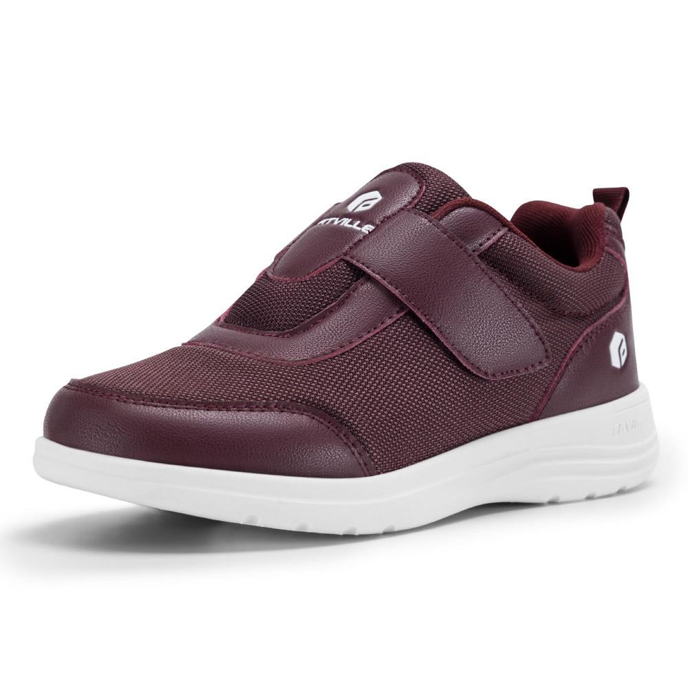 FitVille diabetic shoes with wide toe box in plum for swollen feet comfort