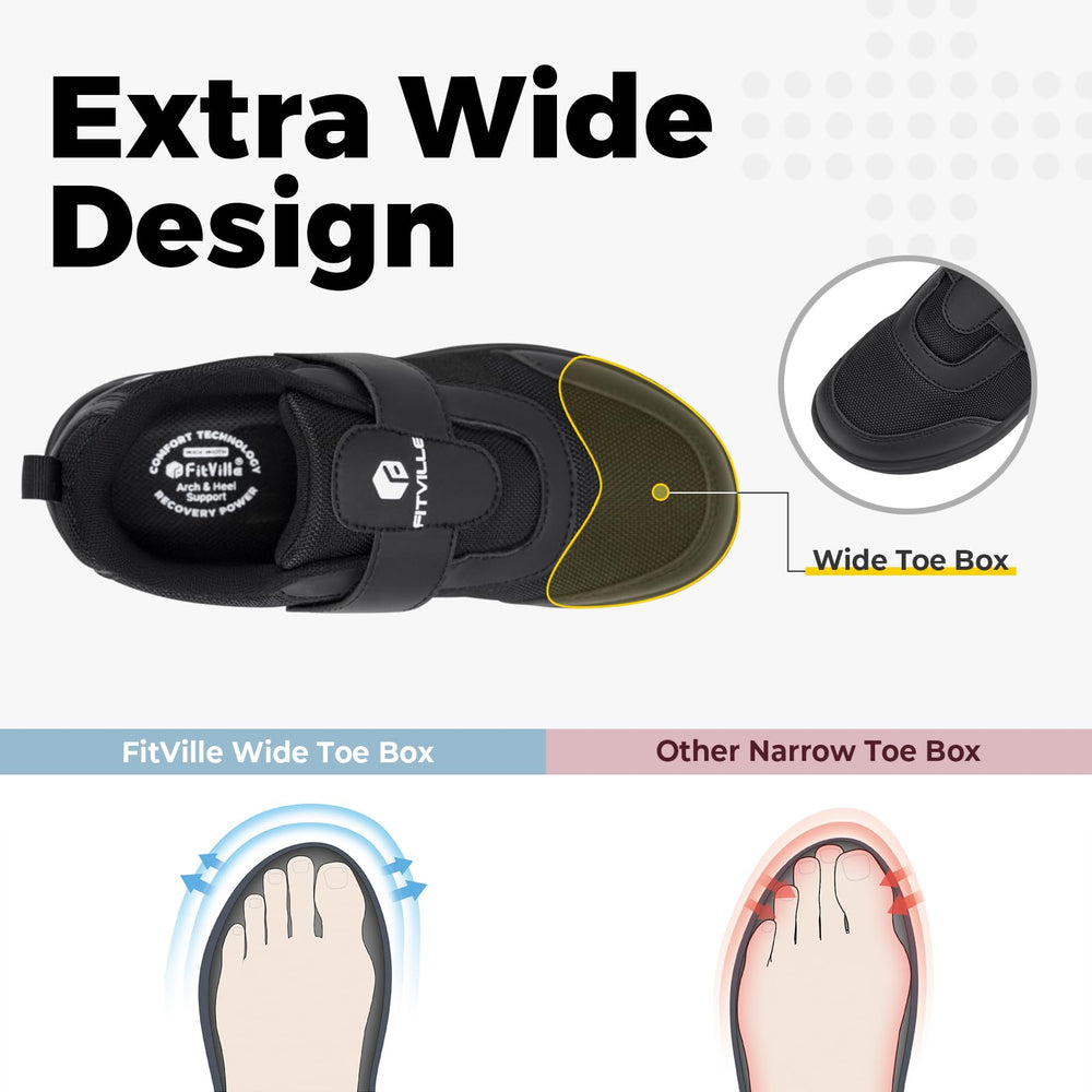 FitVille wide-width toe box provides space for toes and bunions