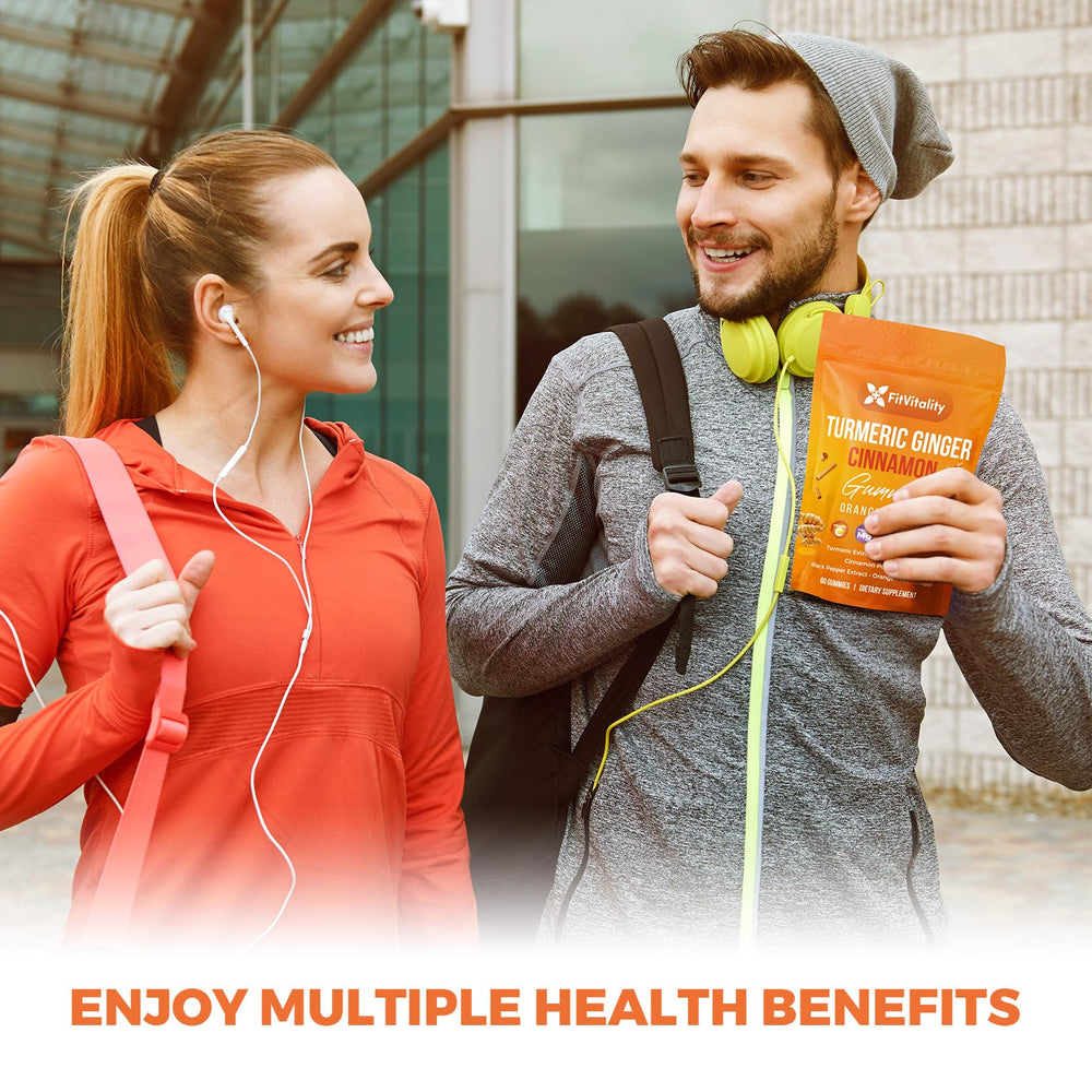 FitVitality orange flavor gummy close-up looks refreshing.