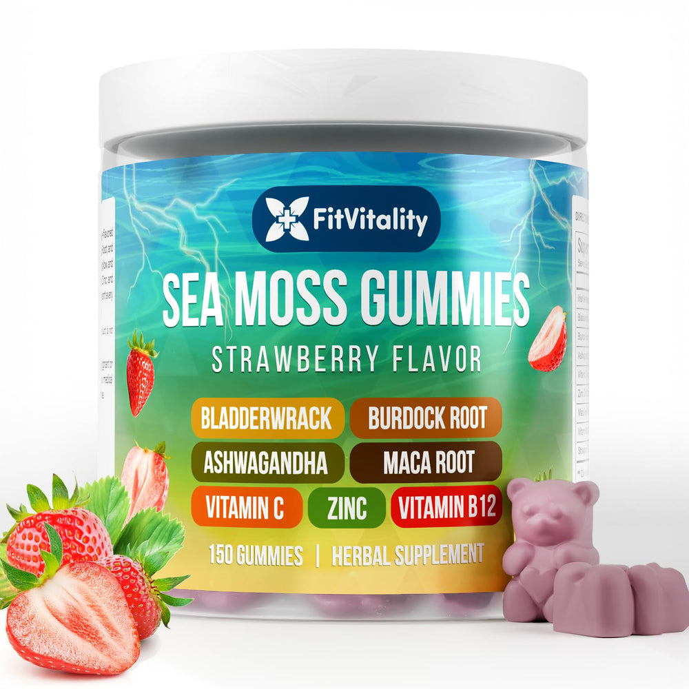 Ready-to-go pack shot of FitVitality sea moss gummies for on-the-go nourishment.