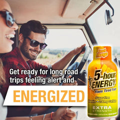 Five-hour Energy 230 mg caffeine shot illustration emphasizing fast alertness.