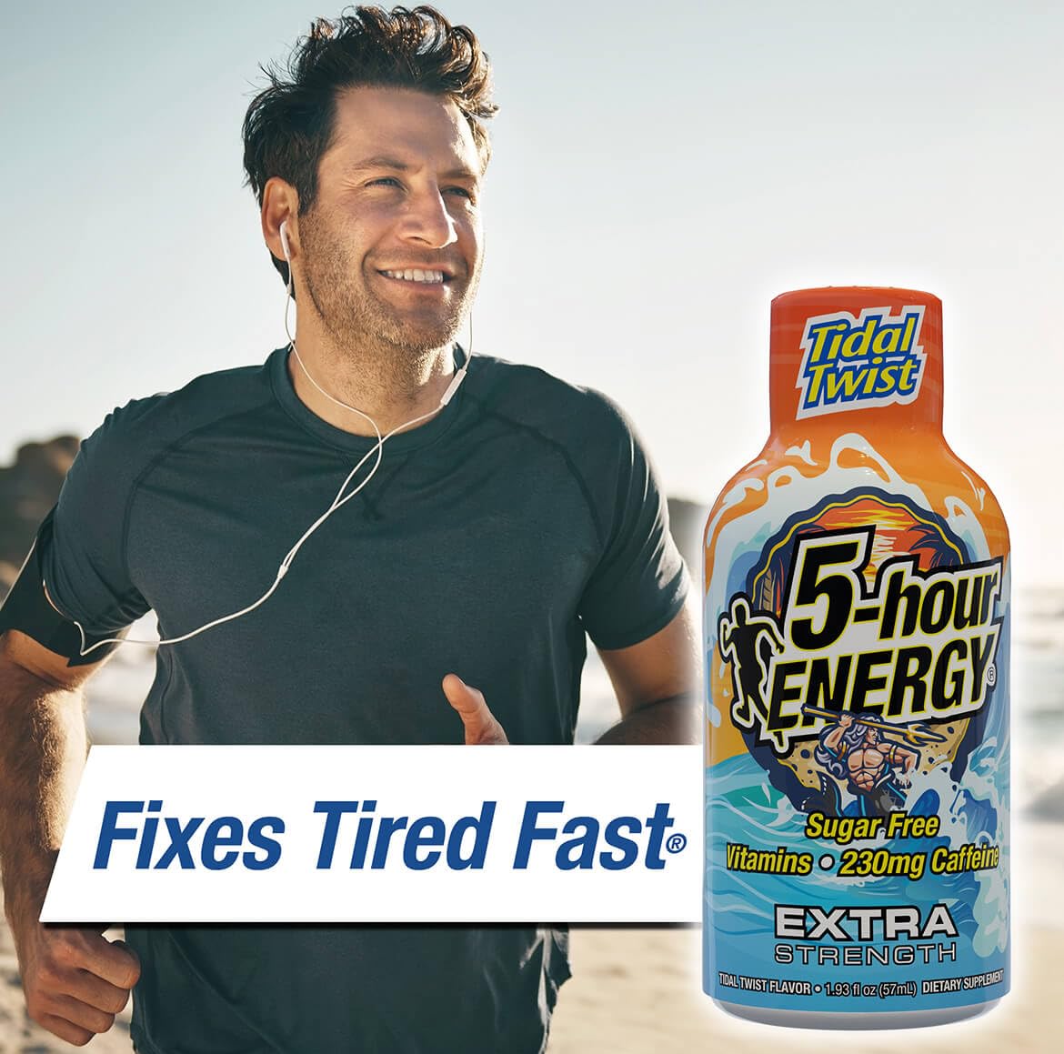 Close-up of the label on 5-hour ENERGY Extra Strength bottle showing ingredients