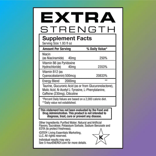 5-Hour ENERGY Hawaiian Breeze bottle-side highlighting caffeine boost