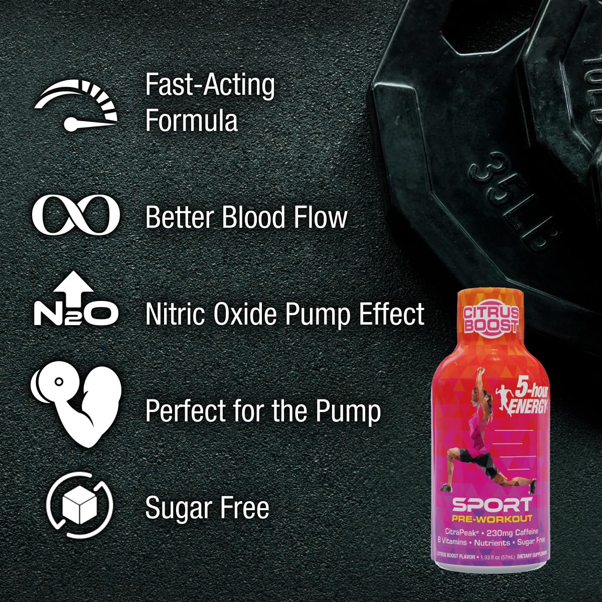 Five-Hour Energy extra strength sport shot Citrapeak label highlights zero sugar and keto-friendly energy.