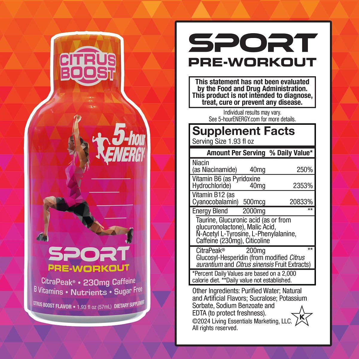 Five-Hour Energy Citrapeak pour bottle shows fast-acting energy for training.