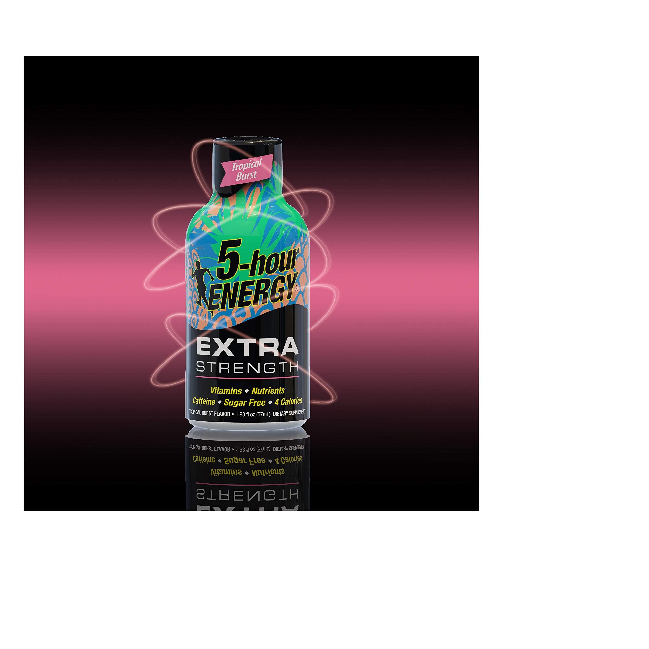 Five-hour Energy Extra Strength shot in hand showing portable convenience