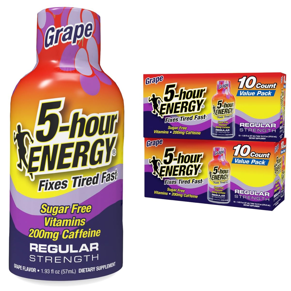 Five-hour ENERGY Regular Strength bottle ready for daily use and quick lift