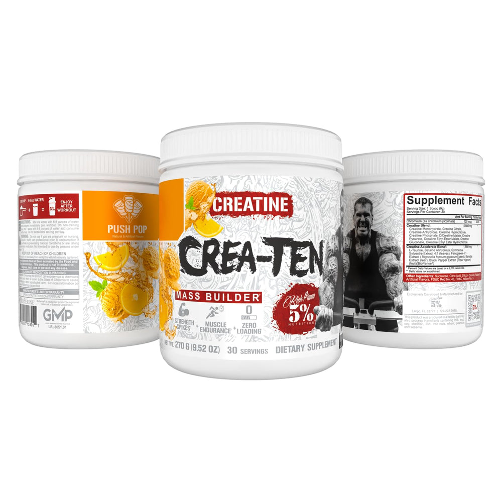 Five Percent Nutrition CreaTEN athlete-workout scene suggests strength and endurance support